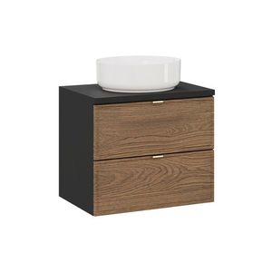 Závěsná skříňka Talia Casella s deskou a umyvadlem 60 cm černý mat/dub casella vyobraziť