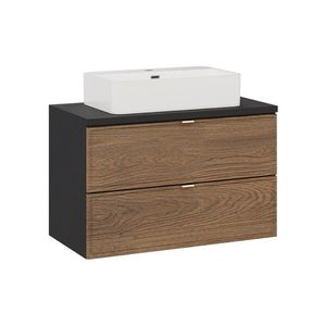 Závěsná skříňka Talia Casella s deskou a umyvadlem 80 cm černý mat/dub casella vyobraziť