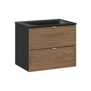 Závěsná skříňka Talia Casella se zápustným umyvadlem 60 cm černý mat/dub casella vyobraziť