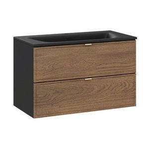 Závěsná skříňka Talia Casella se zápustným umyvadlem 80 cm černý/dub casella vyobraziť