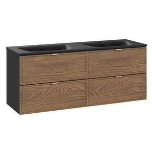 Závěsná skříňka Talia Casella Sky se zápustnými umyvadly 120 cm černý/dub castella vyobraziť