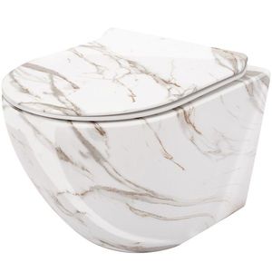 Závěsná WC mísa s prkénkem Carlos Slim hnědý mramor vyobraziť