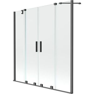 MEXEN/S - Velar Duo dvojkrídlová posuvná vaňová zástena 160 x 150, transparent, grafit metal 896-160-000-02-95 vyobraziť