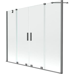 MEXEN/S - Velar Duo dvojkrídlová posuvná vaňová zástena 170 x 150, transparent, grafit metal 896-170-000-02-95 vyobraziť