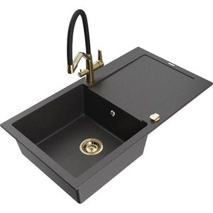 MEXEN/S MEXEN/S - Leo granitový drez 1-miska s odkvapkávačom vrátane batérie Duo, čierna kropenatá 6501-76-671701-57-G vyobraziť