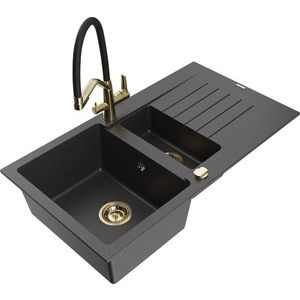 MEXEN/S MEXEN/S - Matias granitový drez 1.5 s odkvapkávačom vrátane batérie Duo, čierna kropenatá 6502-76-671701-57-G vyobraziť