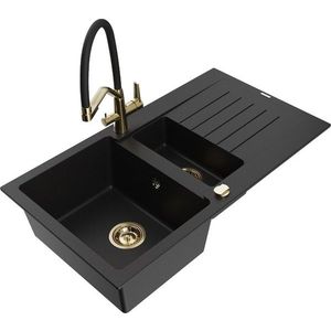 MEXEN/S MEXEN/S - Matias granitový drez 1.5 s odkvapkávačom vrátane batérie Duo, čierna 6502-77-671701-57-G vyobraziť