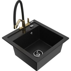 MEXEN/S MEXEN/S - Vito granitový drez 1-miska vrátane batérie Duo, čierna 6503-77-671701-57-B vyobraziť