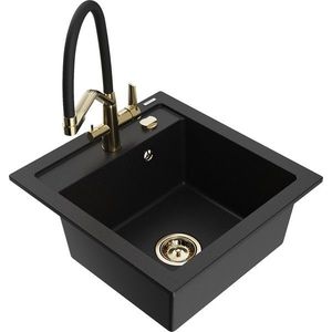 MEXEN/S MEXEN/S - Vito granitový drez 1-miska vrátane batérie Duo, čierna 6503-77-671701-57-G vyobraziť