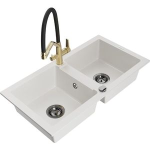 MEXEN/S MEXEN/S - Mario granitový drez 2-bowly vrátane batérie Duo, biela 6504-20-671701-57-B vyobraziť