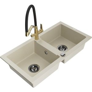 MEXEN/S MEXEN/S - Mario granitový drez 2-bowly vrátane batérie Duo, béžová 6504-69-671701-57-B vyobraziť
