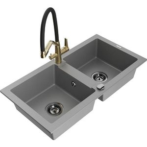 MEXEN/S MEXEN/S - Mario granitový drez 2-bowly vrátane batérie Duo, šedá 6504-71-671701-57-B vyobraziť