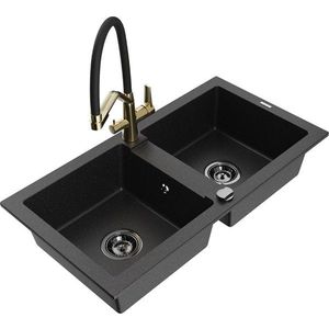 MEXEN/S MEXEN/S - Mario granitový drez 2-bowly vrátane batérie Duo, čierna/strieborná metalík 6504-73-671701-57-B vyobraziť