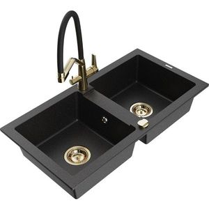 MEXEN/S MEXEN/S - Mario granitový drez 2-bowly vrátane batérie Duo, čierna/strieborná metalík 6504-73-671701-57-G vyobraziť