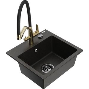 MEXEN/S MEXEN/S - Milo granitový drez 1-miska vrátane batérie Duo, čierna/zlatá metalik 6505-75-671701-57-B vyobraziť