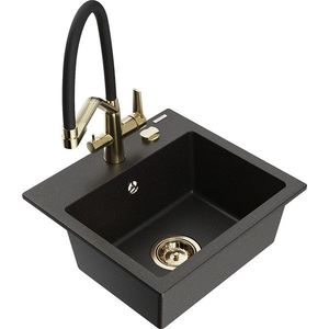 MEXEN/S MEXEN/S - Milo granitový drez 1-miska vrátane batérie Duo, čierna/zlatá metalik 6505-75-671701-57-G vyobraziť