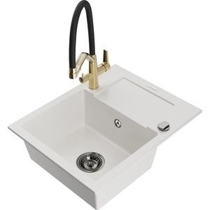 MEXEN/S MEXEN/S - Enzo granitový drez s odkvapkávačom vrátane batérie Duo, biela 6506-20-671701-57-B vyobraziť