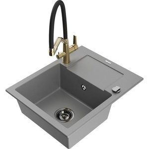 MEXEN/S MEXEN/S - Enzo granitový drez s odkvapkávačom vrátane batérie Duo, šedá 6506-71-671701-57-B vyobraziť