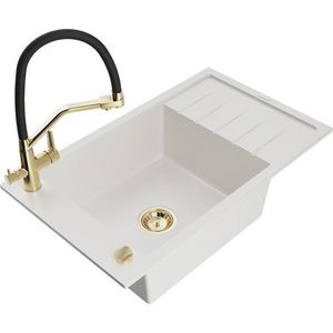 MEXEN/S MEXEN/S - Elias granitový drez s odkvapkávačom vrátane batérie Duo, biela 6511-20-671701-57-G vyobraziť