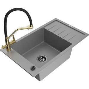 MEXEN/S MEXEN/S - Elias granitový drez s odkvapkávačom vrátane batérie Duo, šedá 6511-71-671701-57-B vyobraziť