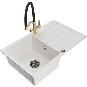 MEXEN/S MEXEN/S - Bruno granitový drez s odkvapkávačom vrátane batérie Duo, biela 6513-20-671701-57-B vyobraziť