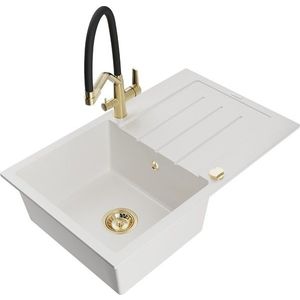 MEXEN/S MEXEN/S - Bruno granitový drez s odkvapkávačom vrátane batérie Duo, biela 6513-20-671701-57-G vyobraziť