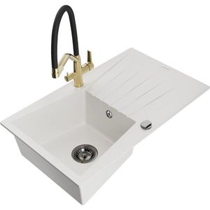 MEXEN/S MEXEN/S - Cesar granitový drez s odkvapkávačom vrátane batérie Duo, biela 6514-20-671701-57-B vyobraziť