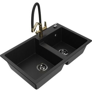 MEXEN/S MEXEN/S - Tomas granitový drez 2-bowly vrátane batérie Duo, čierna 6516-77-671701-57-B vyobraziť