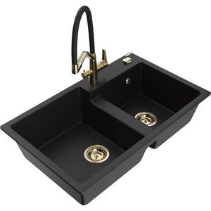 MEXEN/S MEXEN/S - Tomas granitový drez 2-bowly vrátane batérie Duo, čierna 6516-77-671701-57-G vyobraziť