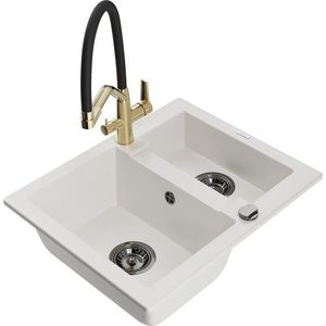 MEXEN/S MEXEN/S - Carlos granitový drez 1.5 vrátane batérie Duo, biela 6518-20-671701-57-B vyobraziť