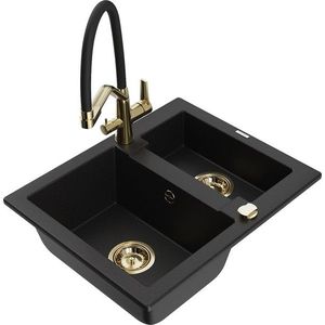 MEXEN/S MEXEN/S - Carlos granitový drez 1.5 vrátane batérie Duo, čierna 6518-77-671701-57-G vyobraziť