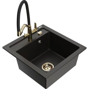 MEXEN/S MEXEN/S - Vito granitový drez 1-miska vrátane batérie Duo, čierna/zlatá metalik 6503-75-671701-57-G vyobraziť