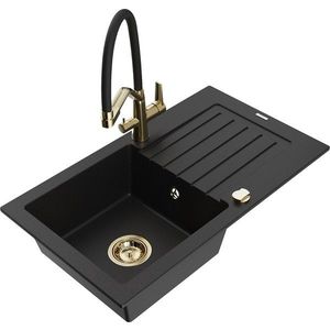 MEXEN/S MEXEN/S - Pablo granitový drez s odkvapkávačom vrátane batérie Duo, čierna 6510-77-671701-57-G vyobraziť