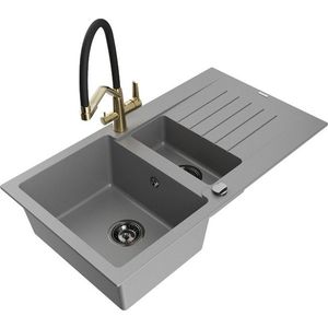 MEXEN/S MEXEN/S - Matias granitový drez 1.5 s odkvapkávačom vrátane batérie Duo, šedá 6502-71-671701-57-B vyobraziť