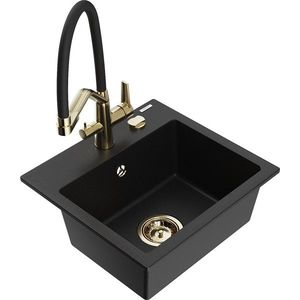 MEXEN/S MEXEN/S - Milo granitový drez 1-miska vrátane batérie Duo, čierna 6505-77-671701-57-G vyobraziť