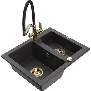 MEXEN/S MEXEN/S - Carlos granitový drez 1.5 vrátane batérie Duo, čierna kropenatá 6518-76-671701-57-G vyobraziť