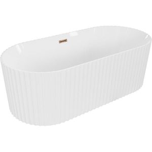 MEXEN/S - Paola voľne stojaca vaňa reliéf 150 x 75, biela lesk, sifón a prepad ružové zlato 52721507500-60 vyobraziť