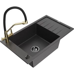 MEXEN/S MEXEN/S - Elias granitový drez s odkvapkávačom vrátane batérie Duo, čierna kropenatá 6511-76-671701-57-B vyobraziť