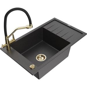 MEXEN/S MEXEN/S - Elias granitový drez s odkvapkávačom vrátane batérie Duo, čierna kropenatá 6511-76-671701-57-G vyobraziť