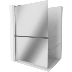 MEXEN/S - Kioto+ L Sprchová zástena WALK-IN s poličkou a držiakom uterákov 80 x 200, zrkadlové, grafit metal 800-080-123-95-50 vyobraziť