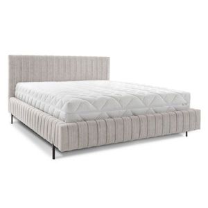 Béžová čalúnená dvojlôžková posteľ s úložným priestorom s roštom 180x200 cm Plissa – ELTAP vyobraziť