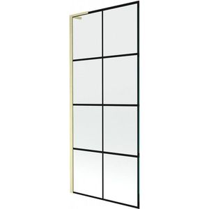 MEXEN/S - Next L vaňová zástena FIX 80 x 150, čierna vzor, zlatá kartáčovaná 895-080-000-03-77-55 vyobraziť