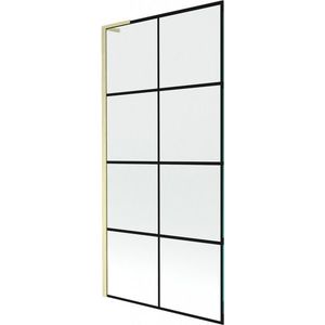 MEXEN/S - Next L vaňová zástena FIX 90 x 150, čierna vzor, zlatá kartáčovaná 895-090-000-03-77-55 vyobraziť