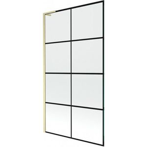 MEXEN/S - Next L vaňová zástena FIX 100 x 150, čierna vzor, zlatá kartáčovaná 895-100-000-03-77-55 vyobraziť