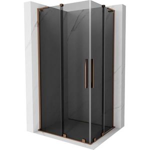 MEXEN/S - Velar L Duo sprchovací kút, posuvné dvere 90 x 80, grafit, ružové zlato 871-090-080-02-43-60 vyobraziť