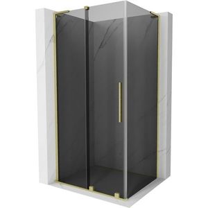 MEXEN/S - Velar L sprchovací kút, posuvné dvere 90 x 85, grafit, zlato kartáčovaná 871-090-085-43-55 vyobraziť
