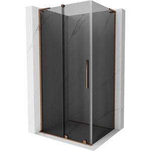MEXEN/S - Velar L sprchovací kút, posuvné dvere 90 x 85, grafit, ružové zlato 871-090-085-43-60 vyobraziť