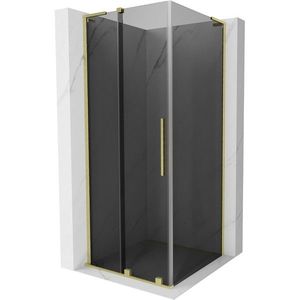 MEXEN/S - Velar L sprchovací kút, posuvné dvere 90 x 90, grafit, zlato kartáčovaná 871-090-090-43-55 vyobraziť