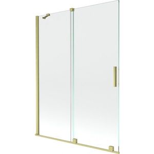 MEXEN/S - Velar Dvojkrídlová posuvná vaňová zástena 130 x 150, transparent, zlatá kartáčovaná 896-130-000-01-55 vyobraziť