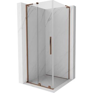 MEXEN/S - Velar L sprchovací kút, posuvné dvere 100 x 100, transparent, ružové zlato 871-100-100-03-60 vyobraziť